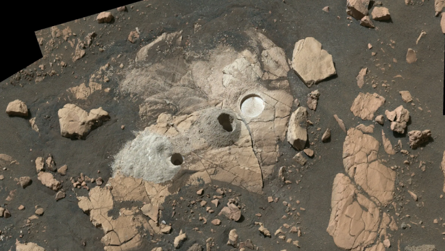 火星探测车在陨石坑一处古老湖床上的岩石上采集样本，获得古代生命迹象的重大发现 ...
